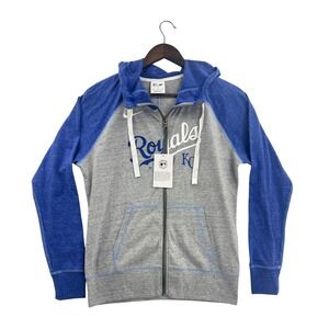 Nike Kansas City Royals MLB Baseball Grey Blue Raglan Full Zip Hoodie Womens M